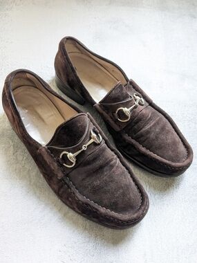 Gucci Horsebit Loafers Brown Suede Men 9 D